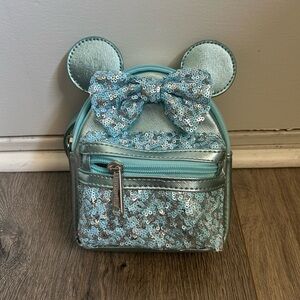 Sparkly Blue Backpack with Ears and Bow